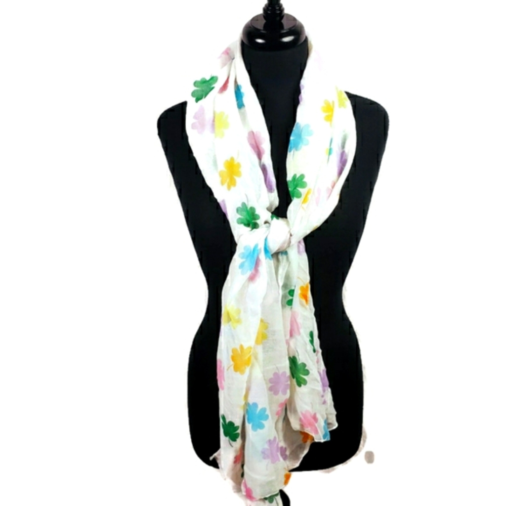 St. Patrick's Day Multicolor Shamrock Patterned Fashion Scarf